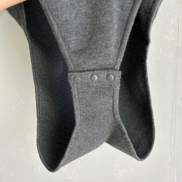 ADAY size M Like a Glove bodysuit high neck short sleeve gray merino wool blend - Picture 6 of 11